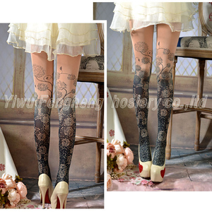 OEM Servizio Ghette Delle Donne 2020 Stampa Digitale Nero Pipistrello paisley del tatuaggio stampato calza - Product Image 5