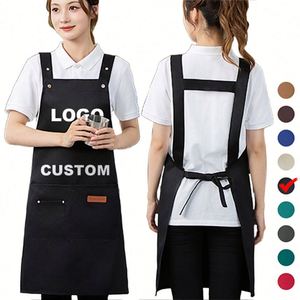 Delantal Unisex Ajustable al por Mayor con Logotipo Personalizado Bordado, Delantal Impermeable para Trabajo, Cocina, Camareros, Restaurante - Product Image 1