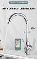 Robinet de cuisine monocommande moderne classique en acier inoxydable, flexible et orientable, mitigeur eau chaude et froide, à poser sur plan