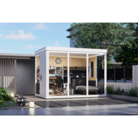 Unité modulaire préfabriquée à coins arrondis, bureau étanche assemblé, maison avec structure en aluminium, design moderne, cabine mobile