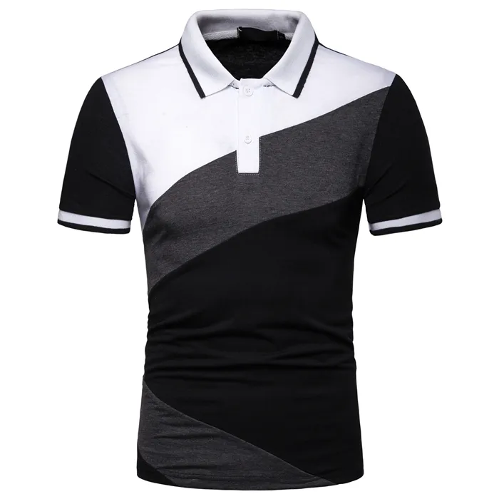Mens T Shirt Polos Business Striped Black White Dark Grey Short Sleeve Summer Fashion Polos Shirts