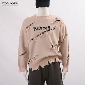 Suéteres Desgastados de Moda Urbana con Logotipo Personalizado, Estilo Gótico Punk Harajuku, Top de Punto Vintage, Pullovers de Punto Desgastados para Hombre - Product Image 3