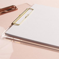 Carpeta acrílica transparente para archivos A4, libros de oficina para estudiantes, almohadillas para exámenes de escritura, carpeta de plástico dorado