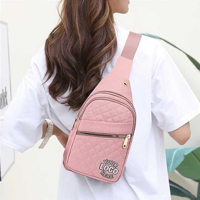 Custom Bolsas De Pecho Quilted Trendy Simple Shoulder Sling Belt Side Bag Fanny Packs Sports Daypack Women Chest Crossbody Bag