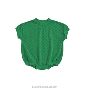 FOCUS Barboteuses d'été à carreaux à manches courtes pour enfants Combinaisons de couleur unie en coton doux pour bébé Bodys amples pour garçons Nouveau design Barboteuse pour bébé - Product Image 3