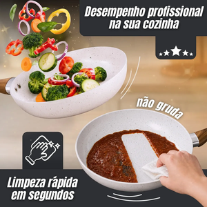 Ensemble de 12 ustensiles de cuisine en céramique antiadhésifs avec poignées en bois et couvercles en verre pour cuisinières à gaz et à induction, design moderne - Product Image 4
