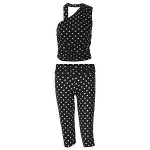 Nouvel ensemble tendance : haut à col asymétrique en maille à pois <span class=keywords><strong>et</strong></span> pantalon court ajusté, best-seller de BDBH - Product Image 4