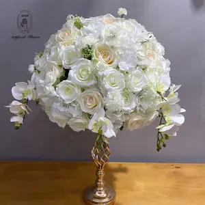 DKB Artificial Flower Factory Low Price Wholesale White Decorative Flower Balls Silk Flower Ball Wedding Centerpieces