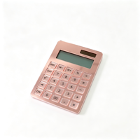 Calculatrice en acrylique rose doré, calculatrice de bureau avec grand écran LCD, pour la maison, l'école et le bureau