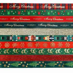 Pattern Variety Luxe 1.6cm 10 Yards Gold Foil Christmas Satin Ribbon for Bouquet Wrapping & Party Decor - Product Image 2