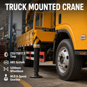 6.3 Ton <strong>Crane</strong> Truck 235/75R17.5 Radial Tires 13200kg Load Capacity 4x2 Lorry Mounted <strong>Crane</strong> for Farm and Estate Material Supply - Product Image 1