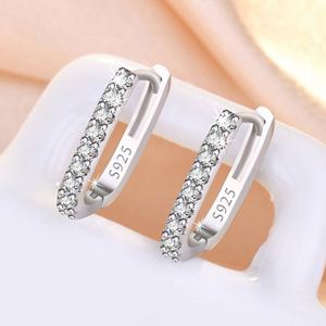 925 Sterling <b>Silver</b> Plated Crystal Natural Stone Trendy <b>Huggie</b> Earrings for Women Wedding Party Gift - Product Image 6