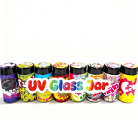Sacs Mylar personnalisés en stock avec étiquette et boîte, pot en verre UV noir de 3,5g, 7g, 90ml, 135ml pour l'emballage de bonbons, biscuits, gommes, herbes et fleurs