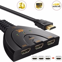 Commutateur HDMI 3x1 4K*2K 3D, Répartiteur Commutateur 3 Ports 4K 1080P 3 en 1 HDMI pour DVD HDTV Xbox PS3/PS4