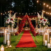 Arche de mariage triangulaire en fer doré 2,6 x 1,5 m, support pour guirlande de ballons, cadre de toile de fond durable pour décoration de mariage et d'anniversaire