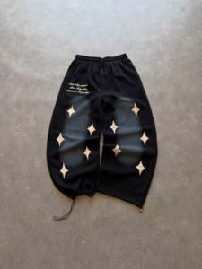 Pantalones Deportivos Personalizados de Algodón con Apliques de Estrellas Estilo Y2K Grunge, Estampado con Halo Decolorado, Pierna Ancha, para Hombre, Fabricante de Ropa - Product Image 3