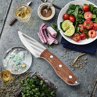 Couteau de cuisine en acier inoxydable de haute qualité, écologique, à lame forgée martelée, avec orientation réglable de la poignée, pour désosser la viande crue, manche en bois
