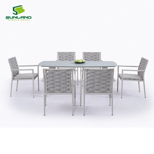 Set di Sedie da Pranzo Helen con Braccioli, Telaio in Alluminio e Intreccio in Corda di Gomma, per Patio, Giardino, Terrazza, Arredamento da Esterno - Product Image 4
