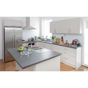 Nouveau design européen armoire à portes en bois massif armoire <span class=keywords><strong>de</strong></span> <span class=keywords><strong>cuisine</strong></span> modulaire <span class=keywords><strong>peinture</strong></span> blanche - Product Image 1