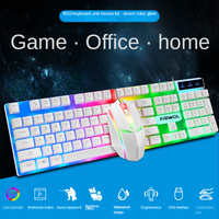 Ensemble clavier et souris de jeu filaire USB LED SY W10, 104 touches, étanche, ultra-fin, pour ordinateur de bureau, en stock