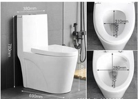 WC monobloc en céramique à chasse d'eau siphonique double, allongé, avec abattant à fermeture douce, siphon P/S, équipement sanitaire pour salle de bain, vente en gros pour la maison et l'hôtel