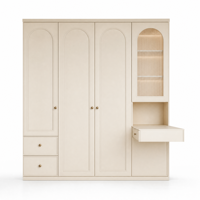 Armoire en bois sur mesure de style français blanc avec panneau mélaminé et coiffeuse intégrée avec miroir