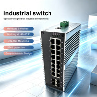 Switch de Red Industrial RJ45 de 16 Puertos, Protocolo de Red en Anillo ERPS de 4 SFP, Enrutamiento Estático, VLAN 4K