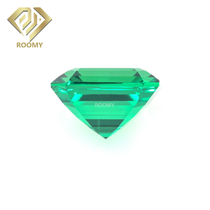 Piedra preciosa suelta creada hidrotermal Asscher corte esmeralda verde cultivada en laboratorio colombiano para joyería - Product Image 5