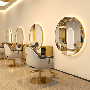 Modern Design Barber Shop <b>Mirror</b> Wall Hanging Simple LED Hair Cutting Salon <b>Mirror</b> <b>with</b> <b>Light</b> - Product Image 5
