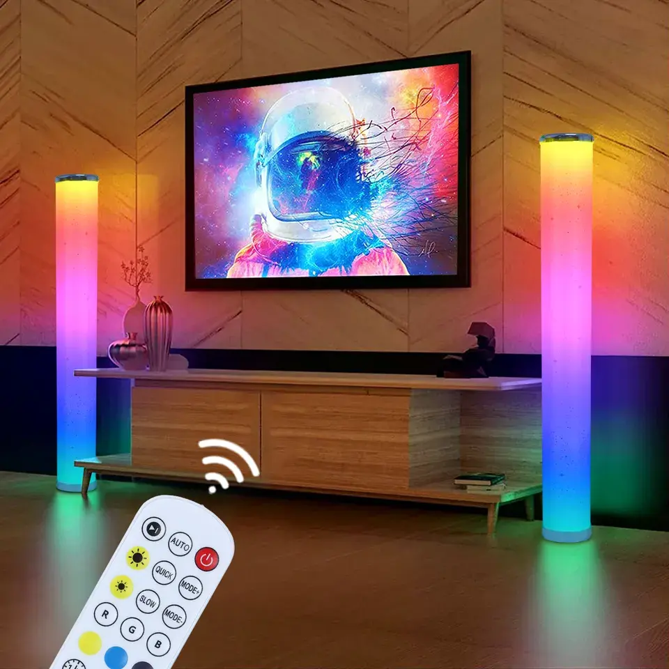 Özel atmosfer akıllı ev ışık Rgb Led zemin lambası yatak odası başucu Wifi App ve uzaktan kumanda köşe ayakta zemin ışık