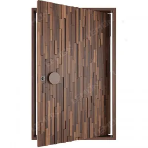 빌라 보안 전면 단단한 나무 스마트 사용자 정의 마호가니 포르테 피벗 둥근 손잡이와 현대 빌라 입구 문