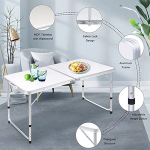 Mesa de camping portátil para 4 personas y silla Maleta Mesa de picnic de plástico con sillas plegables Agujero de paraguas para comedor al aire libre - Product Image 4