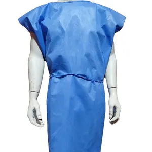 Unisex Disposable PP Nonwoven/SMS Patient Gown Isolation Gown for Examination Hospital Clothing for Medical Consumables