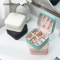 Boîte à bijoux portable minimaliste transfrontalière, organiseur de bijoux en cuir format voyage, mini étui de rangement pour bracelets et boucles d'oreilles