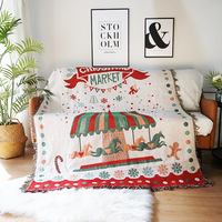 Couverture tissée en polyester rouge Dulcis 2026 pour la décoration de Noël et du Nouvel An, écologique et personnalisable