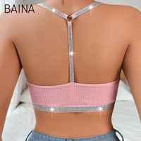 Lady Vest Bra Ribbed Seamless Shiny Heart Ring Floral Sxey Débardeur en dentelle pour femmes Bras