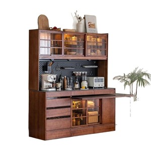 Aparador de madera maciza con gabinete de pared giratorio, juego de 2 piezas, muebles de comedor que ahorran espacio para apartamentos pequeños - Product Image 5