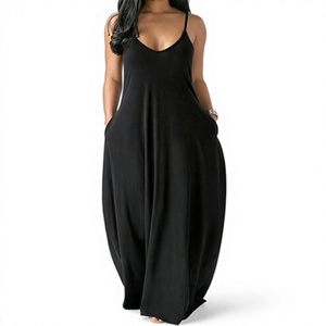 Women's Flowy <strong>Strapless</strong> Maxi Dress - Solid Color Beach Cover Up, V-Neck Casual <strong>Sundress</strong> - Product Image 1