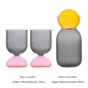 Botella de agua fría de vidrio resistente a altas temperaturas, de colores creativos, botella de agua refrescante para el hogar, juego de vasos para agua. - Product Image 4