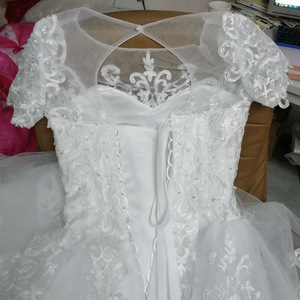 White Lace Ball Gown Wedding Dress Sweetheart Neckline Empire Waist Backless Plus Size For Bridal Wear - Product Image 4