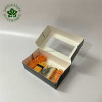 Boîte à sushi jetable biodégradable noire personnalisée avec fenêtre