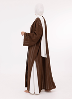 Abaya en dentelle respirante pour femmes, Louny, dentelle crochetée marron, tissu tricoté, vêtements musulmans, mode, tenue quotidienne