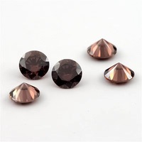 Pierre de zircone cubique de couleur café brun, taille ronde brillante synthétique de Wuzhou, traitée thermiquement, haute dureté, pour bijoux