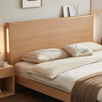 600835 Neuerscheinung Moderner Nordischer Holzbettrahmen King Size Holzbettrahmen Queen Size Kopfteil mit Lampenstreifen