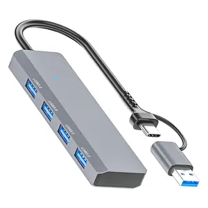 2合1 Type-c集线器ADS-305D多端口4 * USB 3.0 4合1集线器适配器，适用于笔记本电脑安卓双组合USB集线器坞站