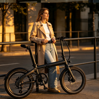 Vélo électrique pliable léger en alliage d'aluminium, moteur sans balais 350W, batterie lithium 7.8Ah, 7 vitesses, moteur de moyeu arrière, suspension