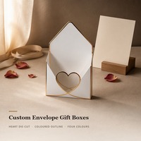 Boîte cadeau pliable personnalisée avec impression pour la Saint-Valentin et les anniversaires, style enveloppe avec fenêtre en forme de cœur découpée, bordure, vente en gros, à ouverture rabattable