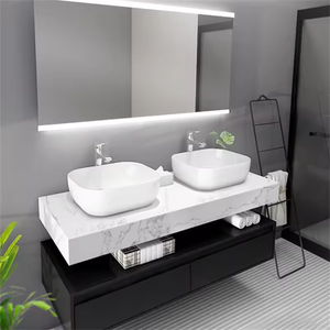 Moderno e minimalista <span class=keywords><strong>in</strong></span> <span class=keywords><strong>legno</strong></span> massello doppio lavandino bagno vanità armadio <span class=keywords><strong>legno</strong></span> galleggiante vanità bagno - Product Image 1