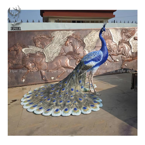 Outdoor Decoration Large Fiberglass Animal <strong>Sculpture</strong> Life Size Resin Painted Color <strong>Peacock</strong> Statue for Sale - Product Image 5