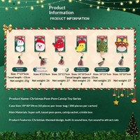 Jouet à mâcher interactif en peluche douce et écologique pour chaton, motif Père Noël et Bonhomme de neige, avec herbe à chat, pour les fêtes de Noël, cadeau pour animaux de compagnie, usage intérieur